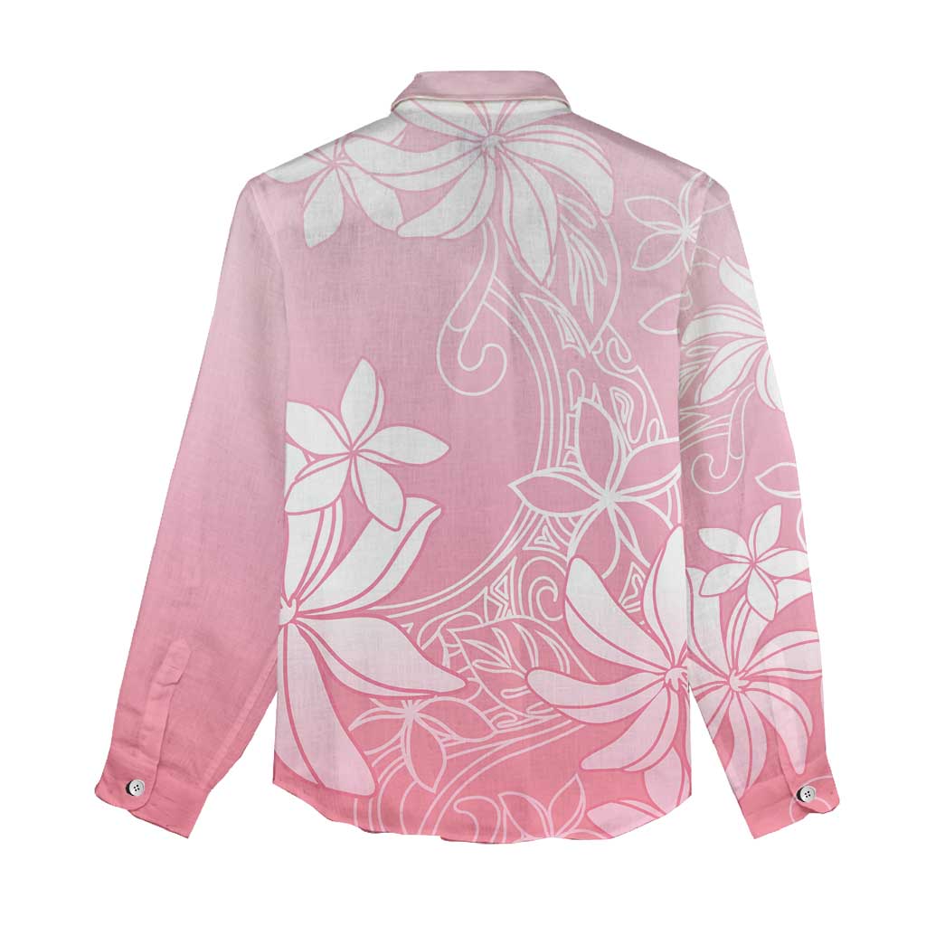 Tiare Tahiti Women Casual Shirt Pink Polynesia Motifs - Polynesian Pride