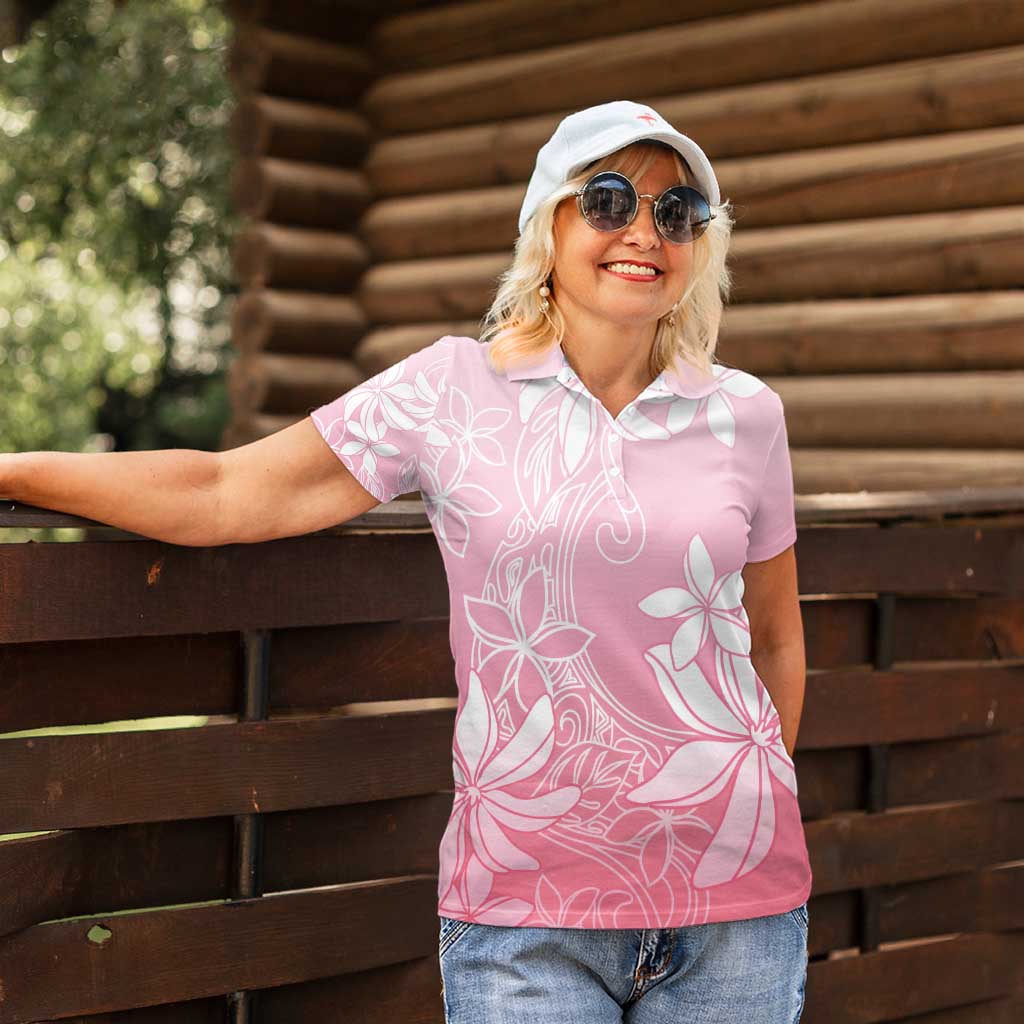 Tiare Tahiti Women Polo Shirt Pink Polynesia Motifs - Polynesian Pride