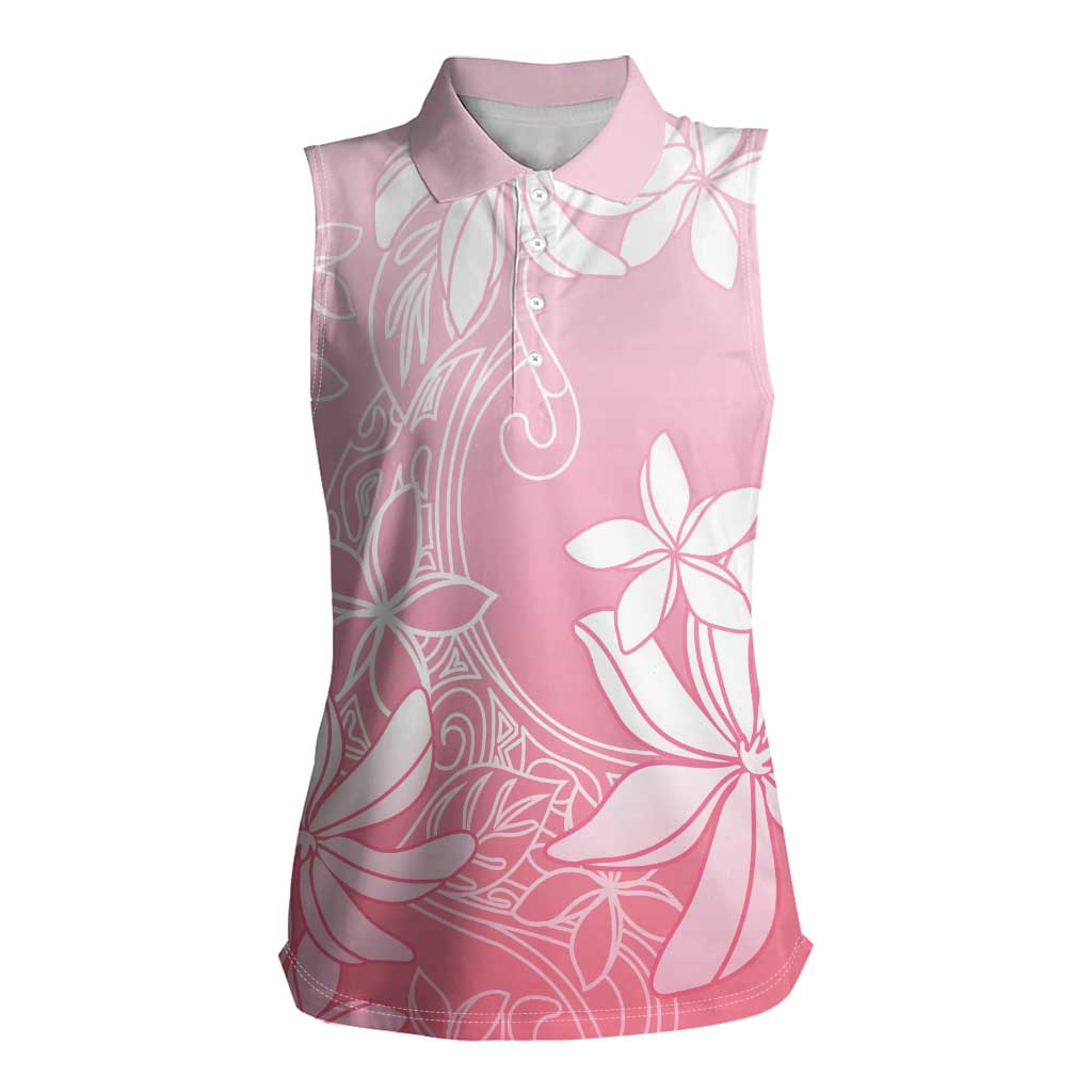 Tiare Tahiti Women Sleeveless Polo Shirt Pink Polynesia Motifs - Polynesian Pride