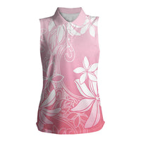 Tiare Tahiti Women Sleeveless Polo Shirt Pink Polynesia Motifs - Polynesian Pride