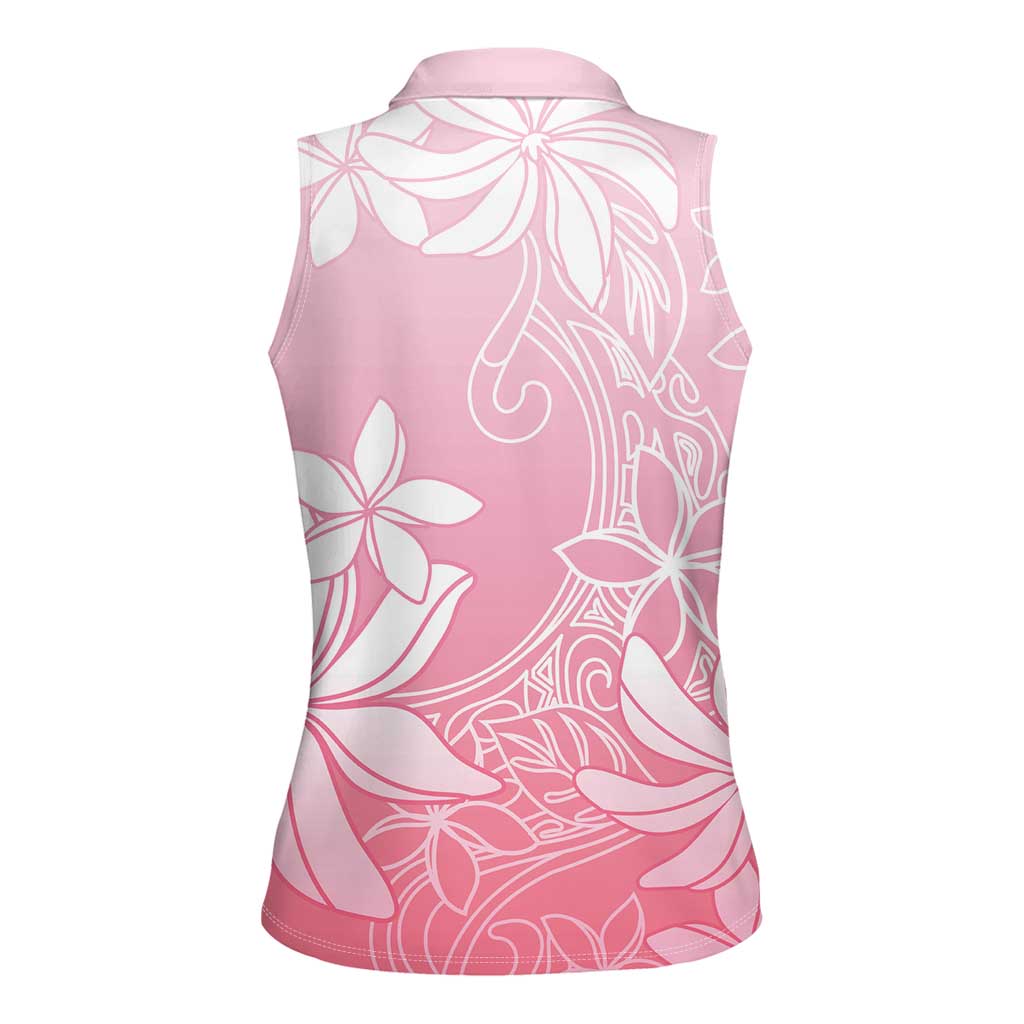 Tiare Tahiti Women Sleeveless Polo Shirt Pink Polynesia Motifs - Polynesian Pride