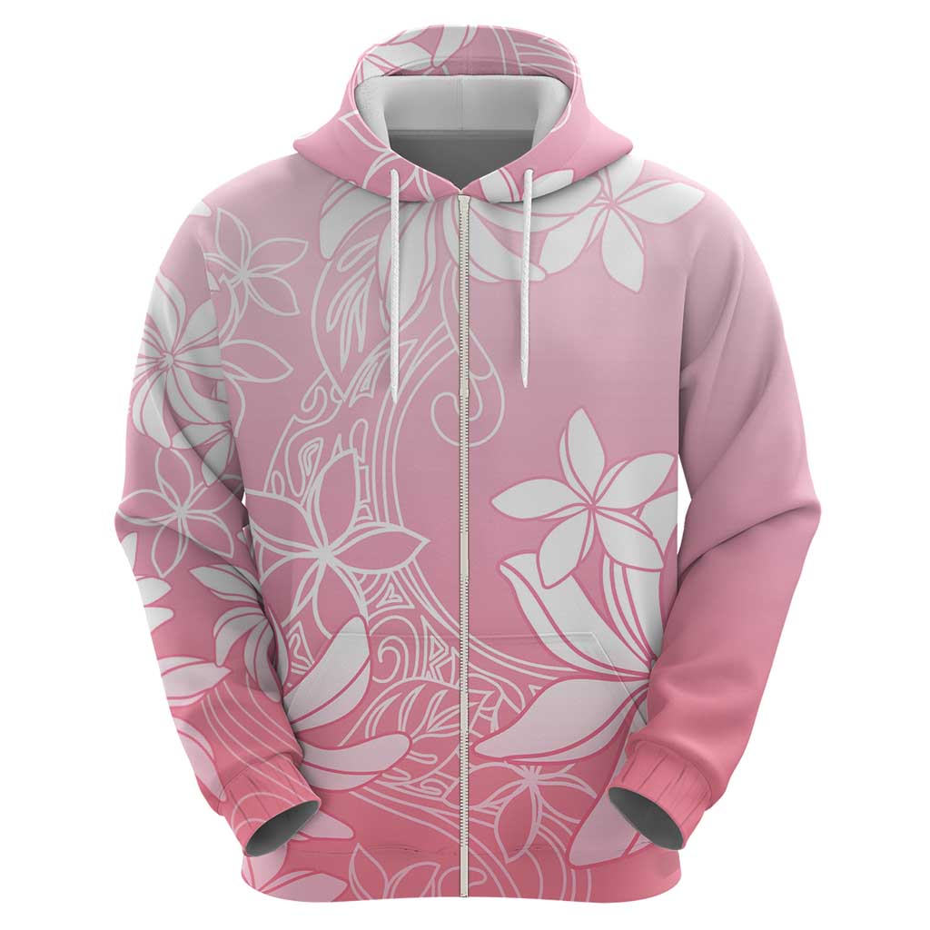 Tiare Tahiti Zip Hoodie Pink Polynesia Motifs - Polynesian Pride