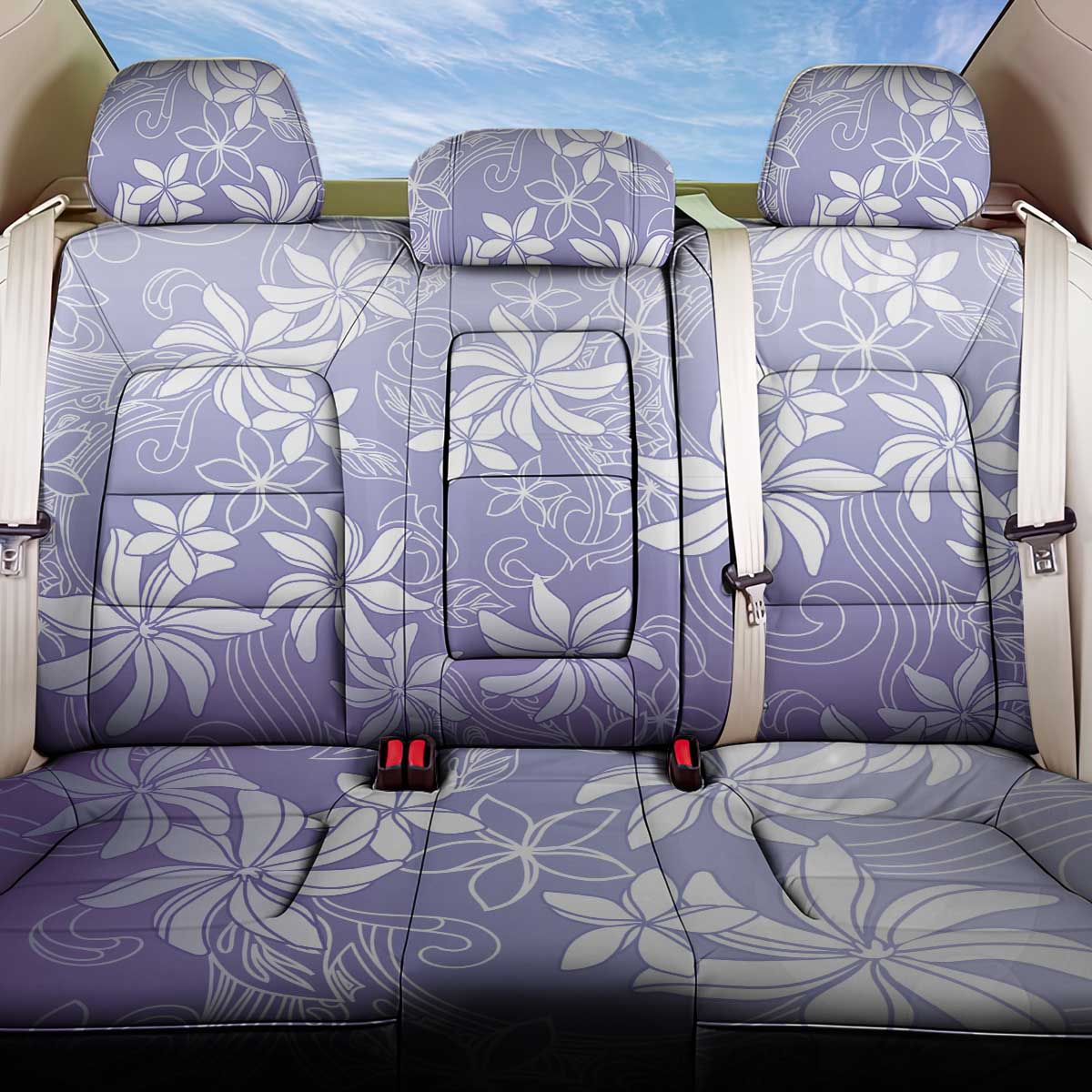 Tiare Tahiti Back Car Seat Cover Purple Polynesia Motifs - Polynesian Pride