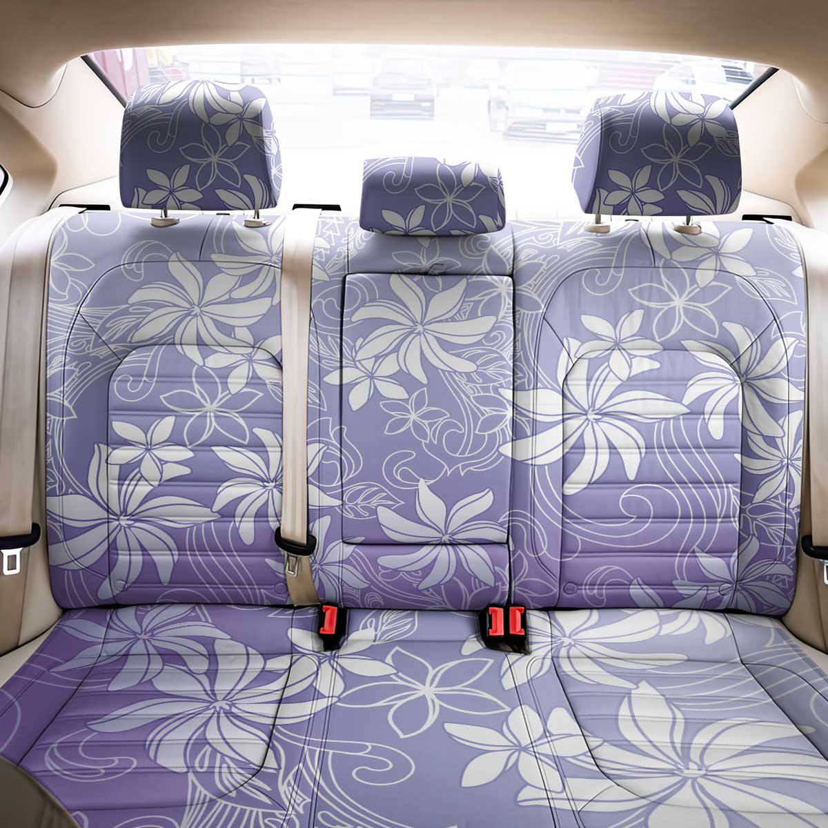 Tiare Tahiti Back Car Seat Cover Purple Polynesia Motifs - Polynesian Pride