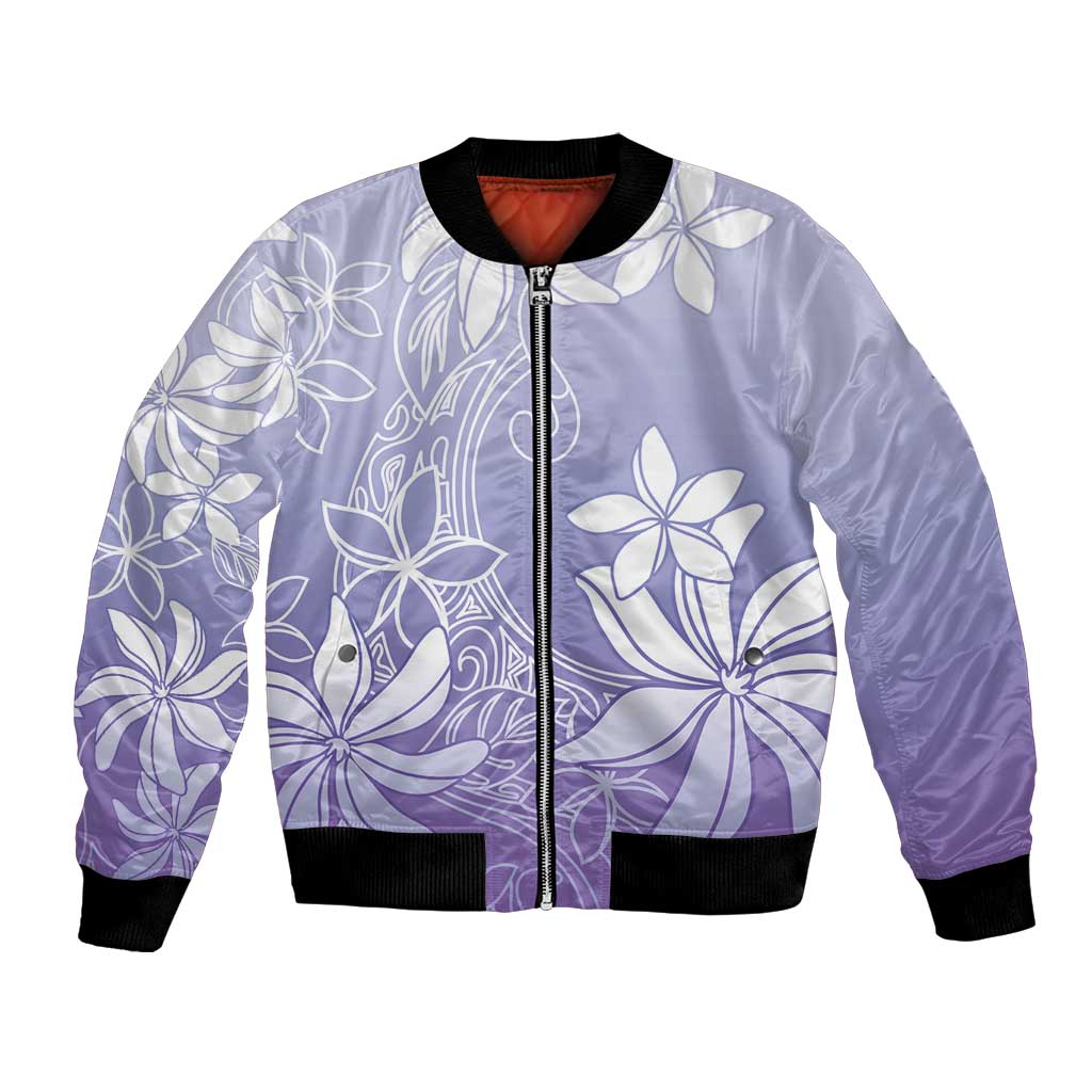 Tiare Tahiti Bomber Jacket Purple Polynesia Motifs - Polynesian Pride