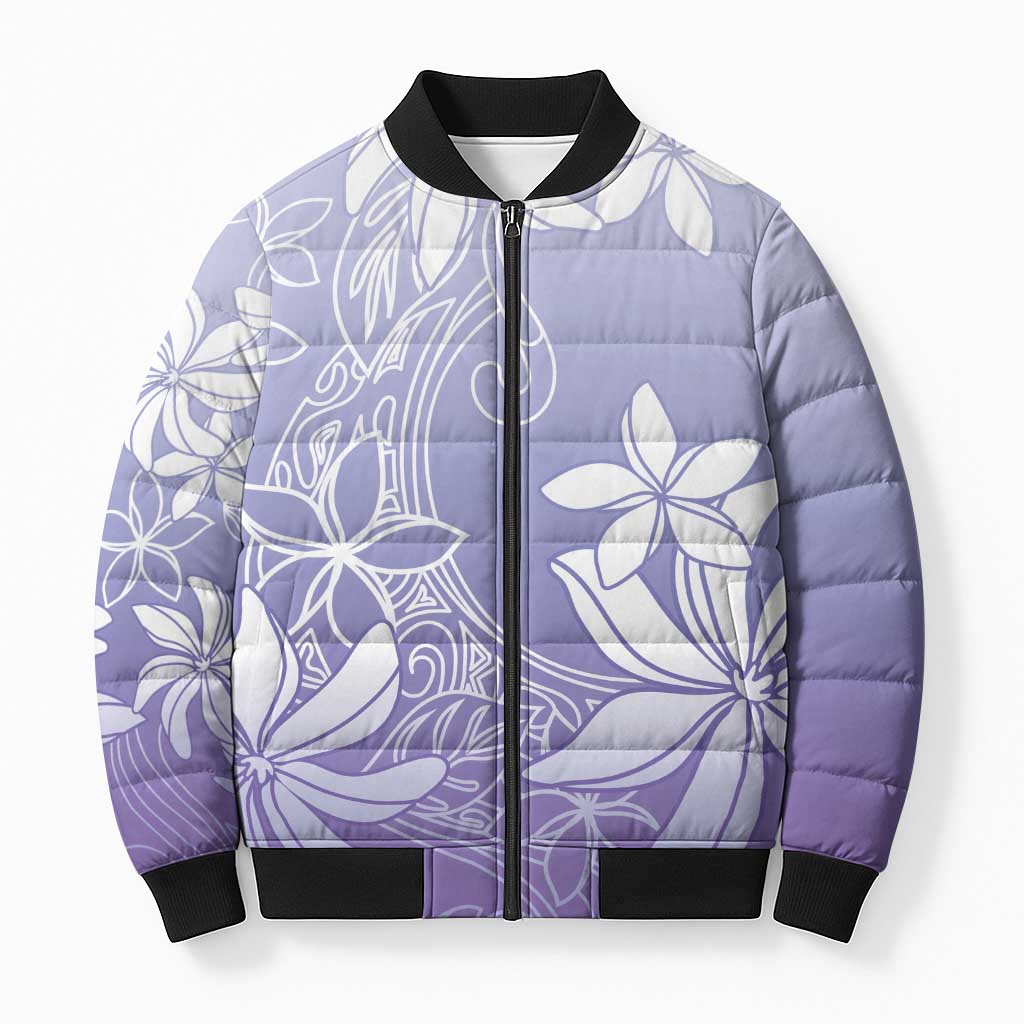 Tiare Tahiti Bomber Puffer Jacket Purple Polynesia Motifs - Polynesian Pride