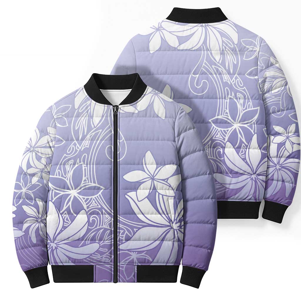 Tiare Tahiti Bomber Puffer Jacket Purple Polynesia Motifs - Polynesian Pride