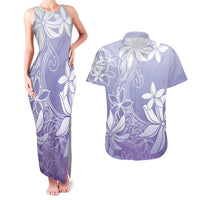 Tiare Tahiti Couples Matching Tank Maxi Dress and Hawaiian Shirt Purple Polynesia Motifs - Polynesian Pride