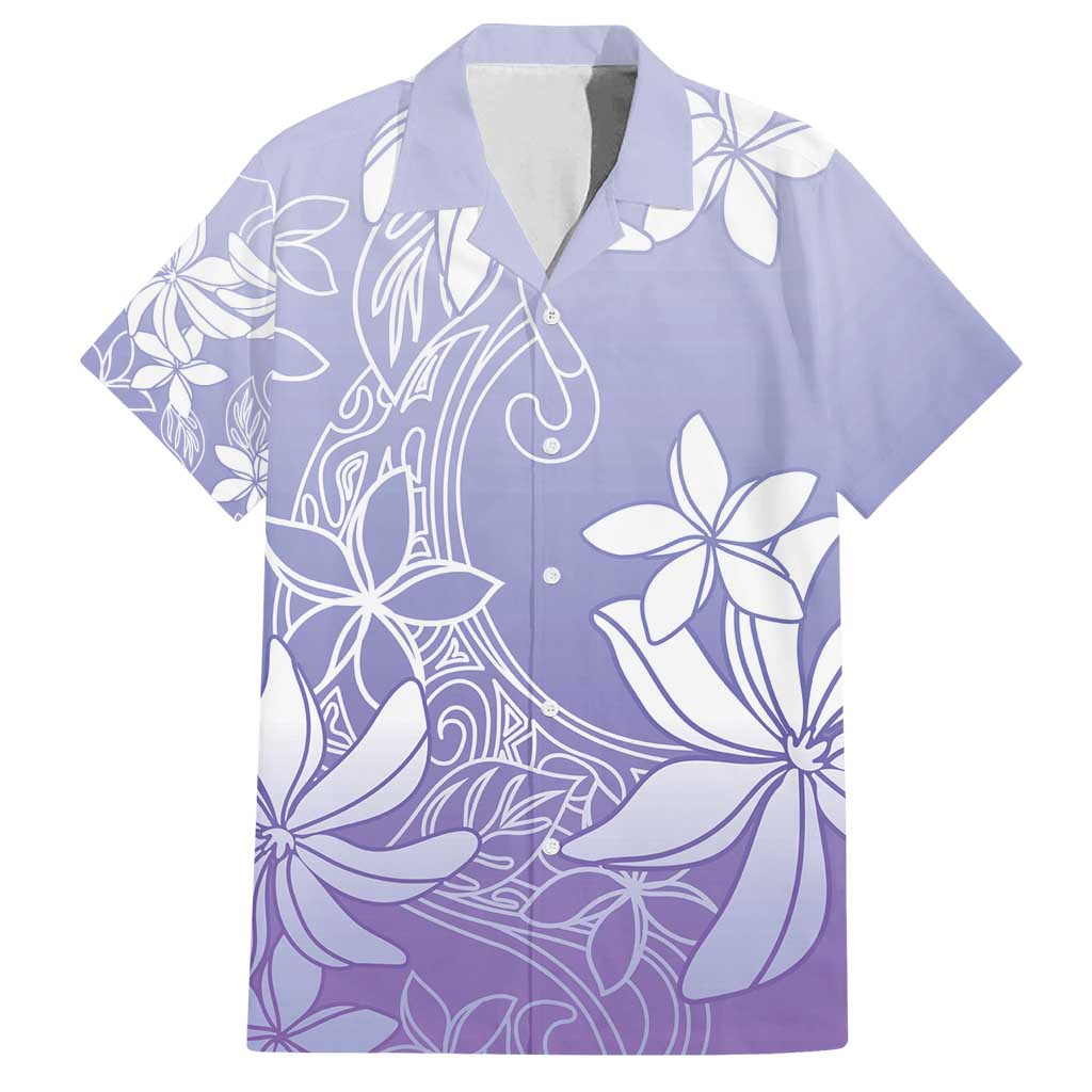 Tiare Tahiti Family Matching Long Sleeve Bodycon Dress and Hawaiian Shirt Purple Polynesia Motifs - Polynesian Pride