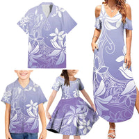 Tiare Tahiti Family Matching Summer Maxi Dress and Hawaiian Shirt Purple Polynesia Motifs - Polynesian Pride