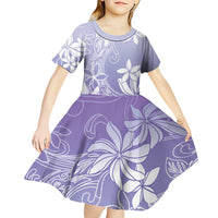 Tiare Tahiti Kid Short Sleeve Dress Purple Polynesia Motifs - Polynesian Pride