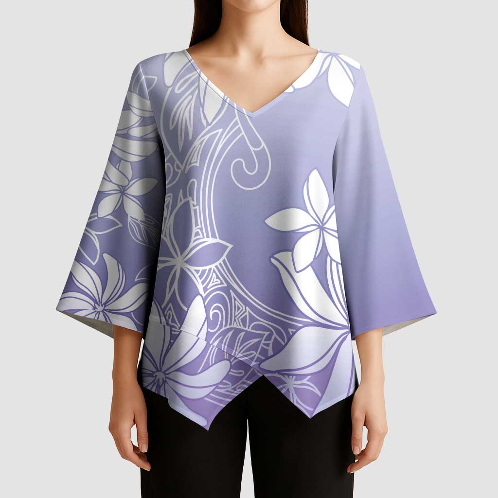 Tiare Tahiti Kimono Sleeve Blouse Purple Polynesia Motifs - Polynesian Pride