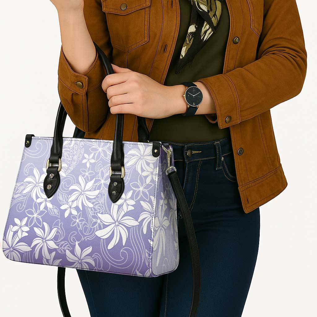 Tiare Tahiti Leather Bag Purple Polynesia Motifs - Polynesian Pride