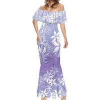 Tiare Tahiti Mermaid Dress Purple Polynesia Motifs - Polynesian Pride