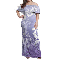 Tiare Tahiti Off Shoulder Maxi Dress Purple Polynesia Motifs - Polynesian Pride