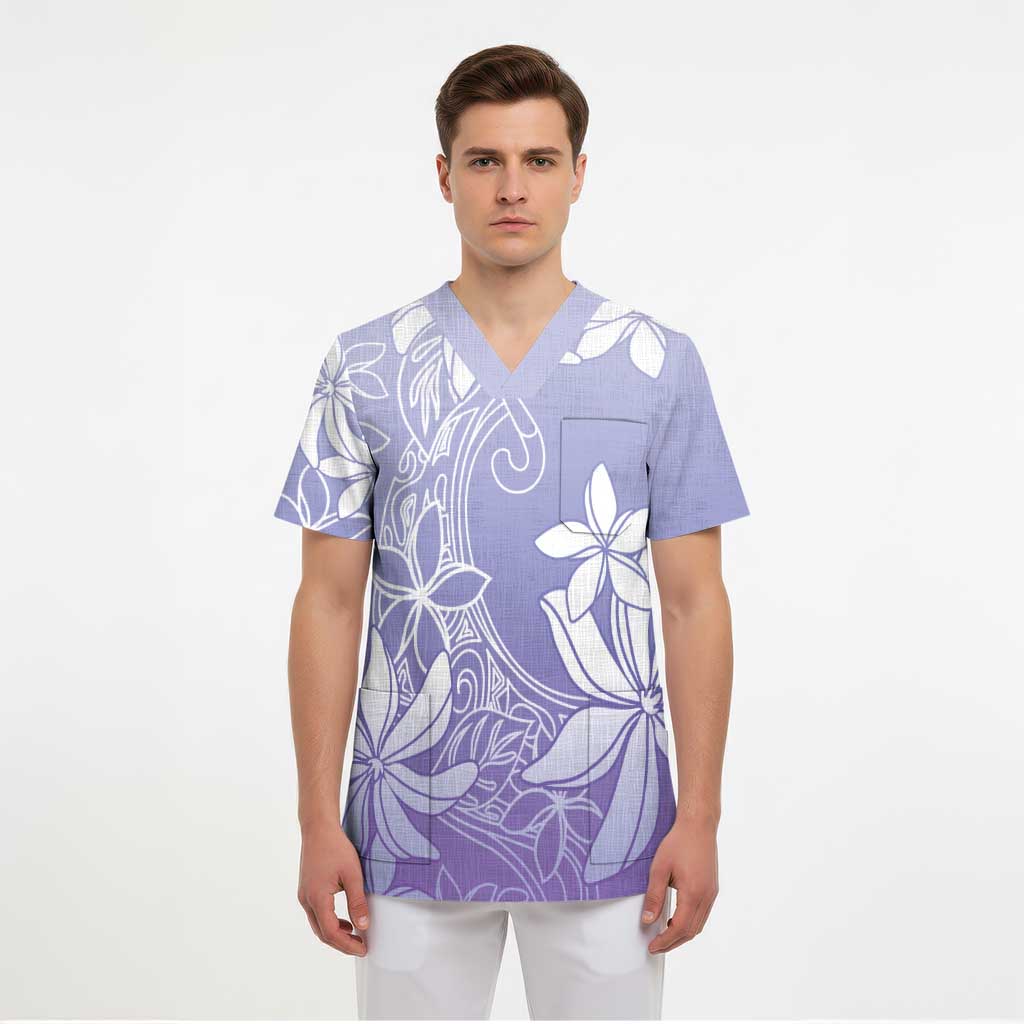 Tiare Tahiti Scrub Top Purple Polynesia Motifs - Polynesian Pride