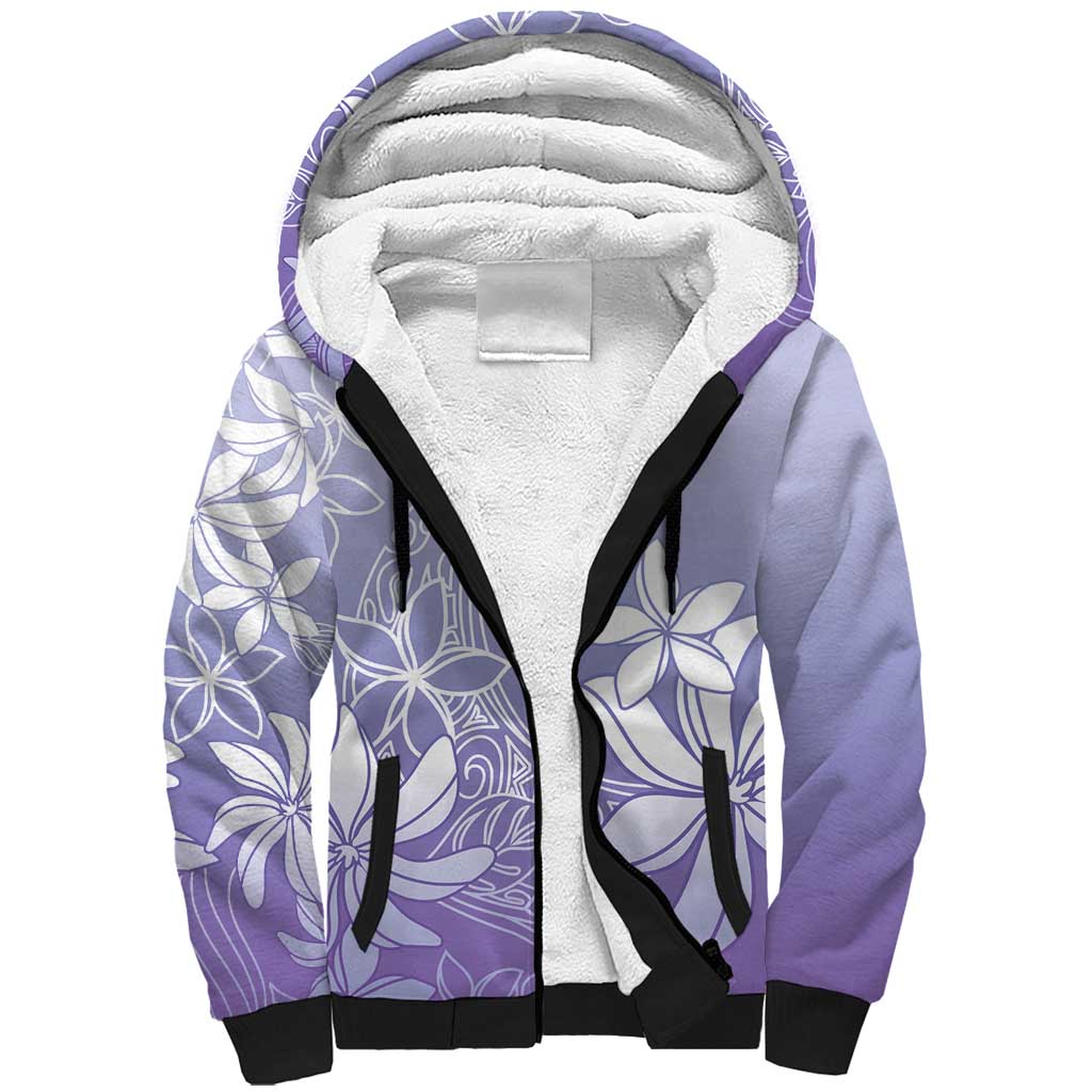 Tiare Tahiti Sherpa Hoodie Purple Polynesia Motifs - Polynesian Pride