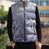 Tiare Tahiti Sleeveless Puffer Jacket Purple Polynesia Motifs - Polynesian Pride