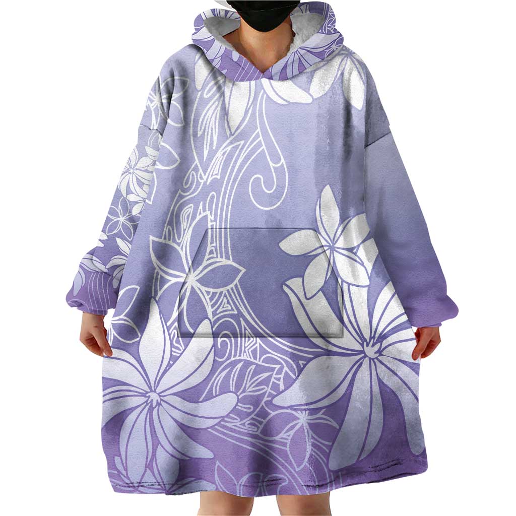 Tiare Tahiti Wearable Blanket Hoodie Purple Polynesia Motifs - Polynesian Pride