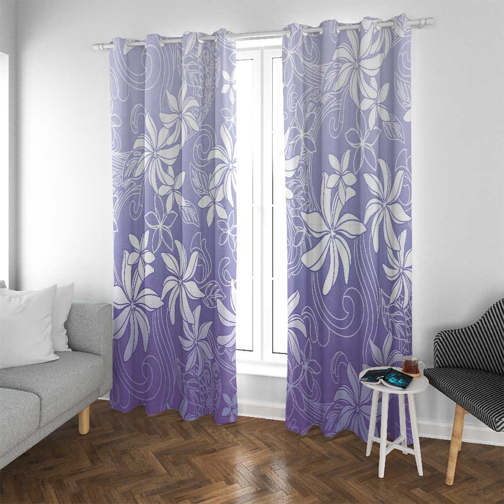 Tiare Tahiti Window Curtain Purple Polynesia Motifs - Polynesian Pride