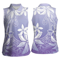 Tiare Tahiti Women Sleeveless Polo Shirt Purple Polynesia Motifs - Polynesian Pride
