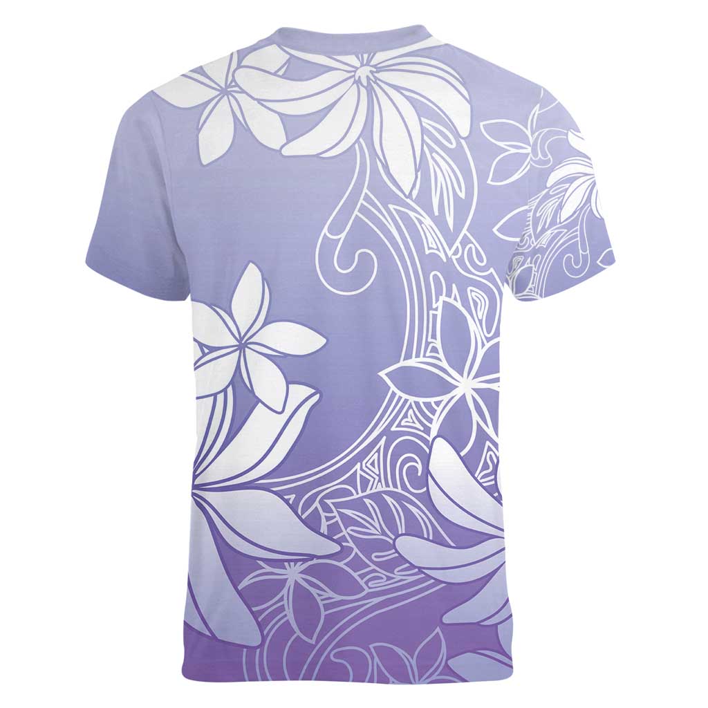 Tiare Tahiti Women V-Neck T-Shirt Purple Polynesia Motifs - Polynesian Pride