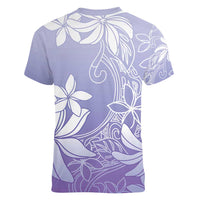 Tiare Tahiti Women V-Neck T-Shirt Purple Polynesia Motifs - Polynesian Pride