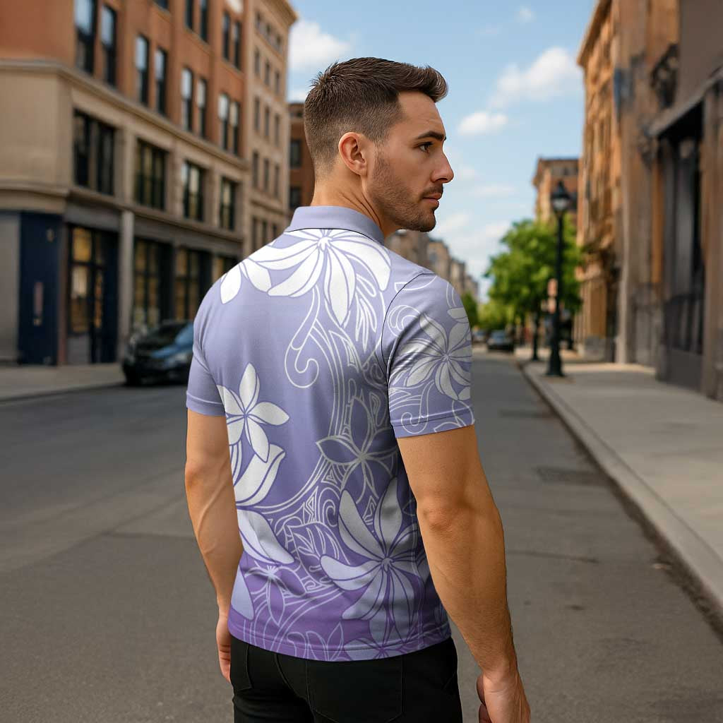 Tiare Tahiti Zipper Polo Shirt Purple Polynesia Motifs - Polynesian Pride