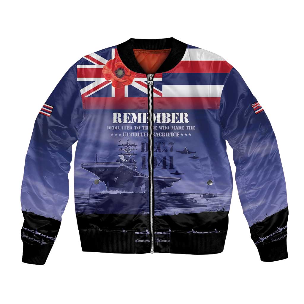 Hawaii Pearl Harbor Remembrance Day Bomber Jacket Flag Style