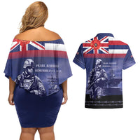 Hawaii Pearl Harbor Remembrance Day Couples Matching Off Shoulder Short Dress and Hawaiian Shirt Flag Style