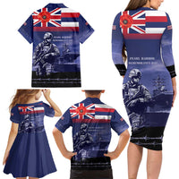Hawaii Pearl Harbor Remembrance Day Family Matching Long Sleeve Bodycon Dress and Hawaiian Shirt Flag Style LT05 - Polynesian Pride