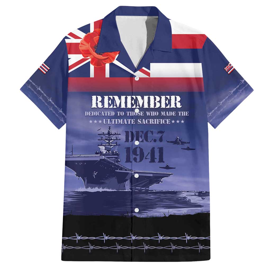 Hawaii Pearl Harbor Remembrance Day Family Matching Long Sleeve Bodycon Dress and Hawaiian Shirt Flag Style LT05 Dad's Shirt - Short Sleeve Blue - Polynesian Pride