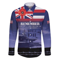 Hawaii Pearl Harbor Remembrance Day Family Matching Long Sleeve Bodycon Dress and Hawaiian Shirt Flag Style LT05 Dad's Shirt - Long Sleeve Blue - Polynesian Pride