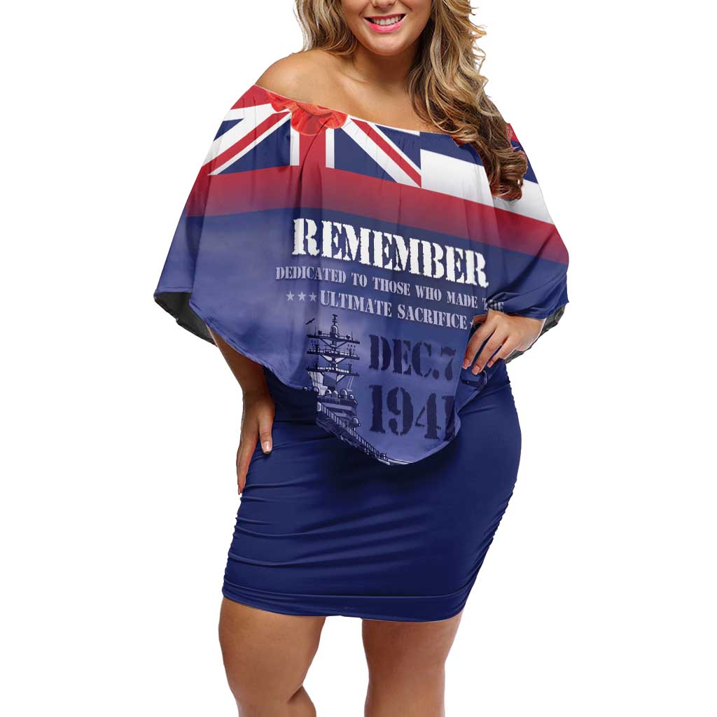 Hawaii Pearl Harbor Remembrance Day Off Shoulder Short Dress Flag Style