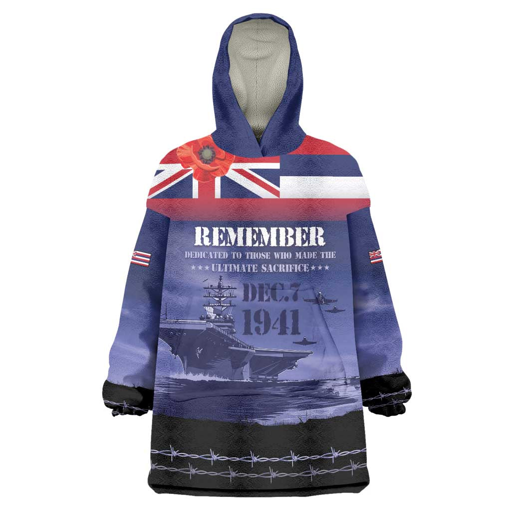 Hawaii Pearl Harbor Remembrance Day Wearable Blanket Hoodie Flag Style