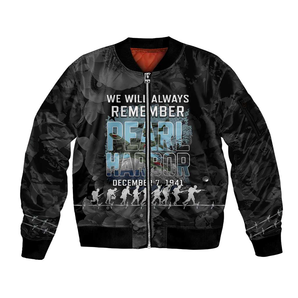 Personalized Pearl Harbor Remembrance Day Sleeve Zip Bomber Jacket We Will Always Remember