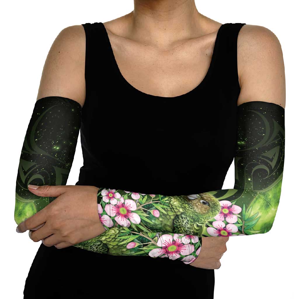New Zealand Aotearoa Kakapo Arm Sleeves Maori Pattern With Manuka Galaxy Style - Polynesian Pride