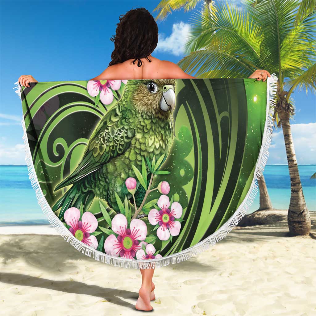 New Zealand Aotearoa Kakapo Beach Blanket Maori Pattern With Manuka Galaxy Style - Polynesian Pride