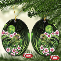 New Zealand Aotearoa Kakapo Ceramic Ornament Maori Pattern With Manuka Galaxy Style - Polynesian Pride