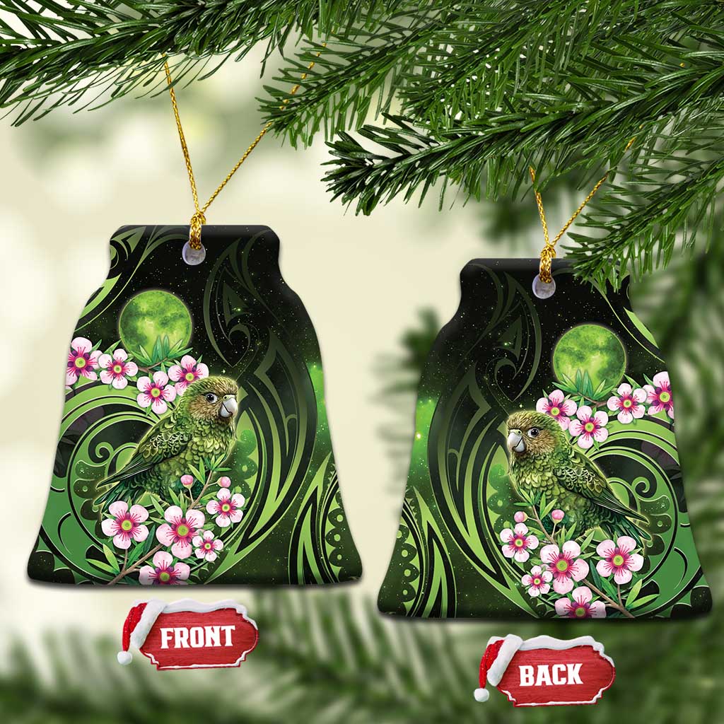 New Zealand Aotearoa Kakapo Ceramic Ornament Maori Pattern With Manuka Galaxy Style - Polynesian Pride
