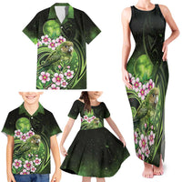 New Zealand Aotearoa Kakapo Family Matching Tank Maxi Dress and Hawaiian Shirt Maori Pattern With Manuka Galaxy Style - Polynesian Pride