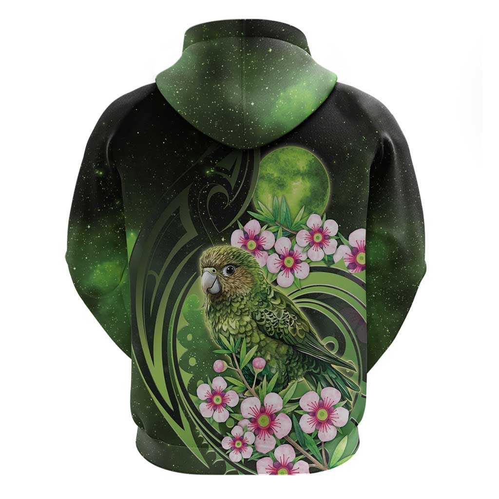 New Zealand Aotearoa Kakapo Hoodie Maori Pattern With Manuka Galaxy Style - Polynesian Pride