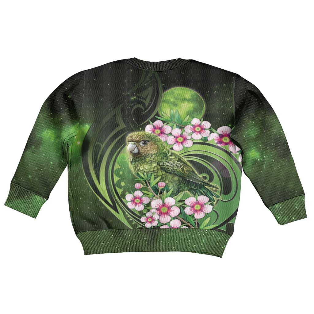 New Zealand Aotearoa Kakapo Kid Ugly Christmas Sweater Maori Pattern With Manuka Galaxy Style - Polynesian Pride