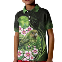 New Zealand Aotearoa Kakapo Kid Polo Shirt Maori Pattern With Manuka Galaxy Style - Polynesian Pride
