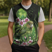New Zealand Aotearoa Kakapo Christmas Knitted V-Neck Vest Maori Pattern With Manuka Galaxy Style - Polynesian Pride