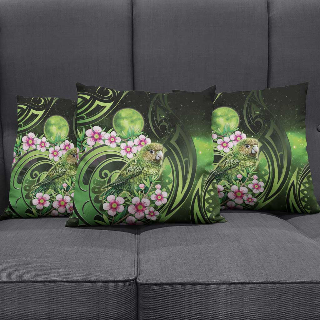 New Zealand Aotearoa Kakapo Pillow Cover Maori Pattern With Manuka Galaxy Style - Polynesian Pride