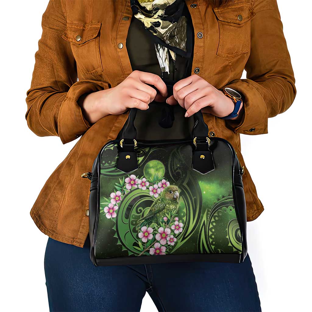 New Zealand Aotearoa Kakapo Shoulder Handbag Maori Pattern With Manuka Galaxy Style - Polynesian Pride