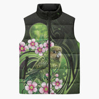 New Zealand Aotearoa Kakapo Sleeveless Puffer Jacket Maori Pattern With Manuka Galaxy Style - Polynesian Pride
