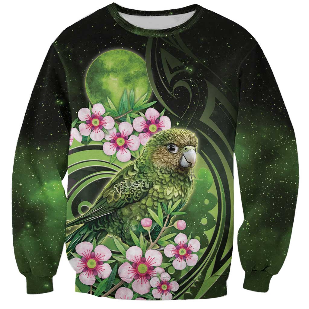 New Zealand Aotearoa Kakapo Sweatshirt Maori Pattern With Manuka Galaxy Style - Polynesian Pride