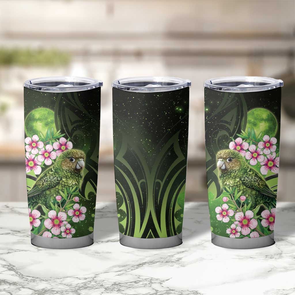 New Zealand Aotearoa Kakapo Tumbler Cup Maori Pattern With Manuka Galaxy Style - Polynesian Pride